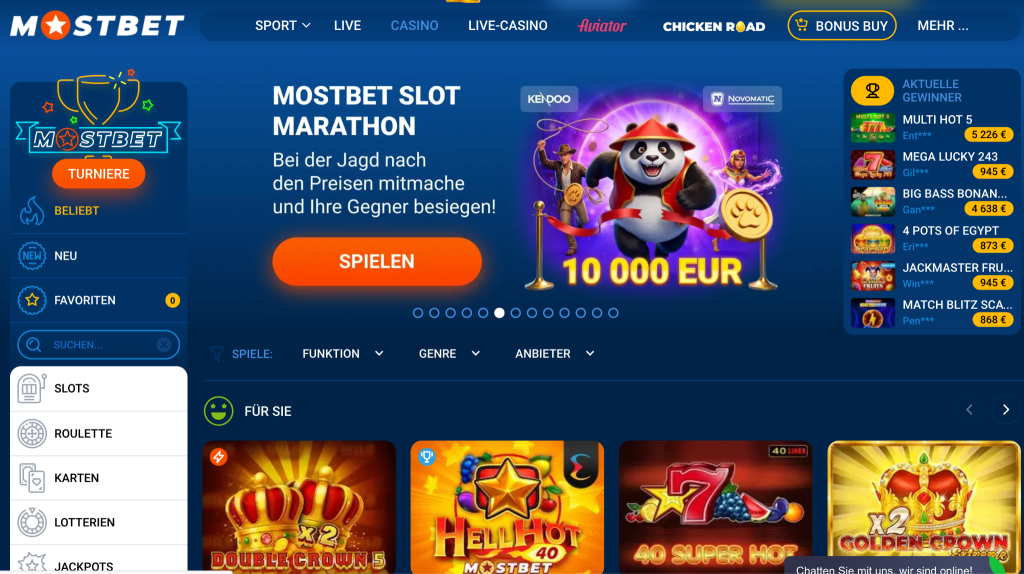 Die umfangreiche Spielesammlung auf der Mostbet-Website