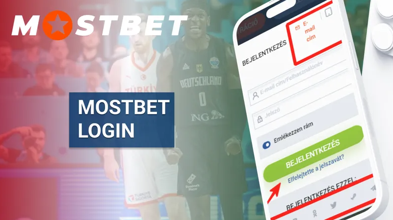 A Mostbet casino bejelentkezési ablak az oldal felületén.