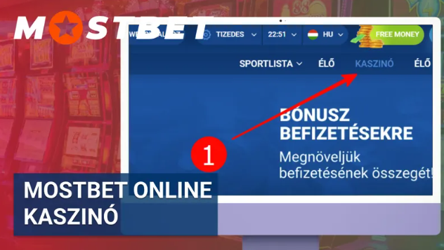 Mostbet casino kaszinós részleg a fejlécen.