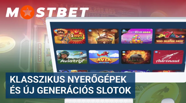 A Mostbet casino nyerőgépes kínálata.
