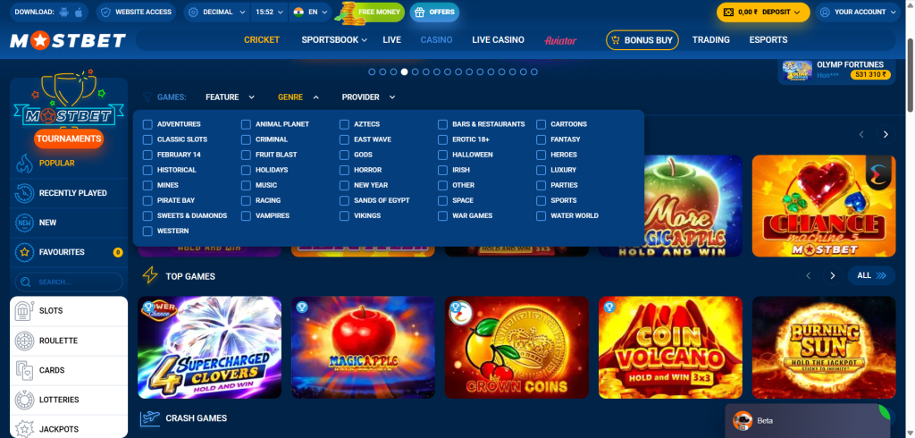 Casino Slots at Mostbet