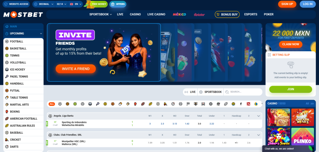 Sitio web oficial MostBet México con apuestas deportivas, casino online y app móvil.