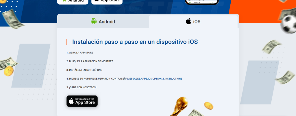 MostBet app iOS para México.