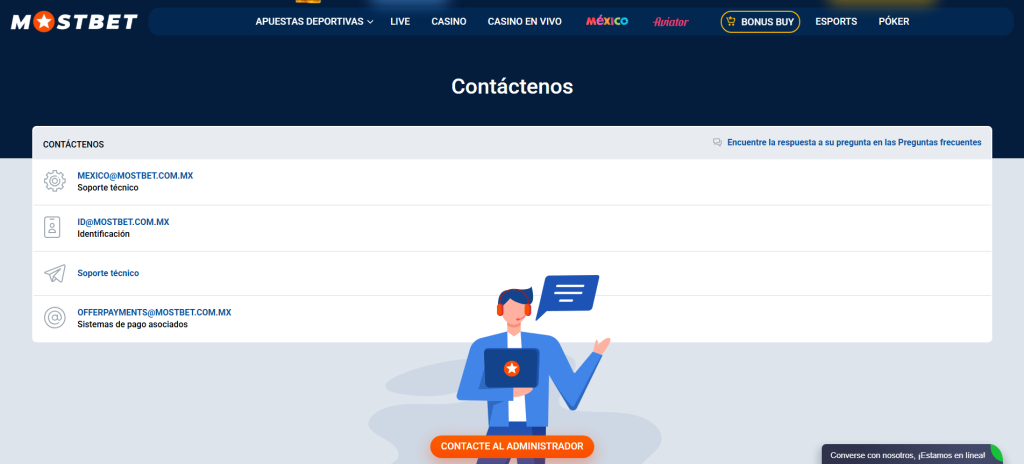 Servicio de asistencia al cliente MostBet México.