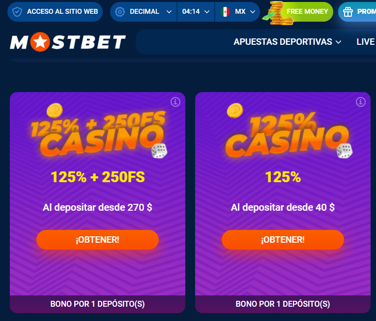 Bono de bienvenida MostBet Casino para nuevos jugadores en México.