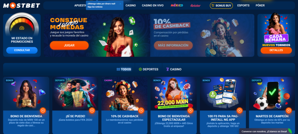 Bonos y promociones de MostBet para jugadores mexicanos.