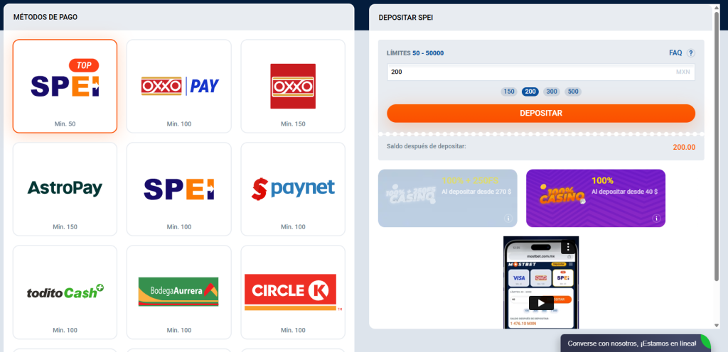 Métodos de depósito y retiros en MostBet México en MXN con SPEI, OXXO, billeteras electrónicas y criptomonedas.