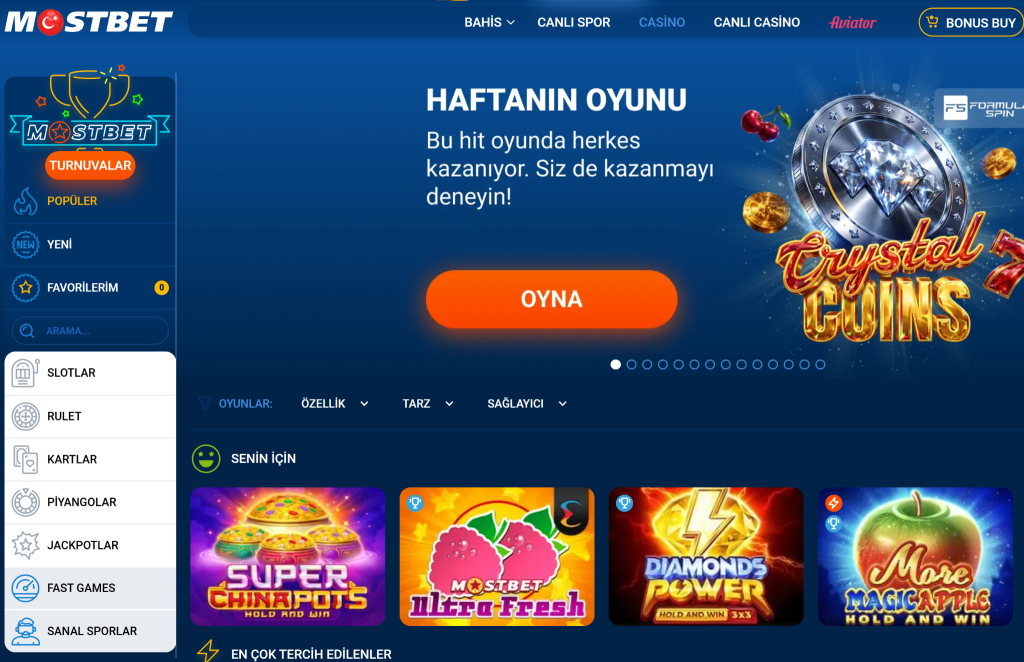 Mostbet Türkiye Casino Oyunları