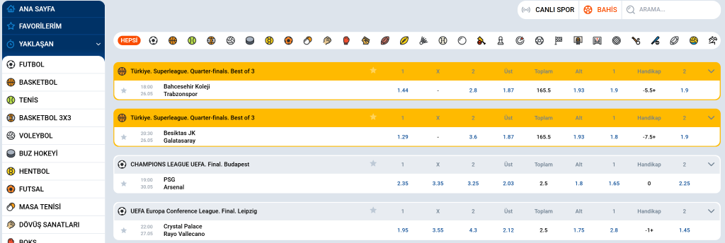 Mostbet spor bahisleri